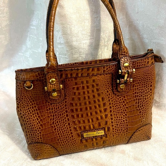 💥⭐️ VINTAGE ETIENNE AIGNER  🔥Quality Leather Brown Crocodile Satchel 🔥 - Picture 7 of 12